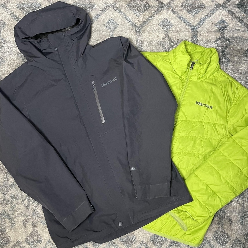 Marmot 3-in-1 Jacket Mens Small Gray GORE-TEX Hooded Insulated Waterproof 31350